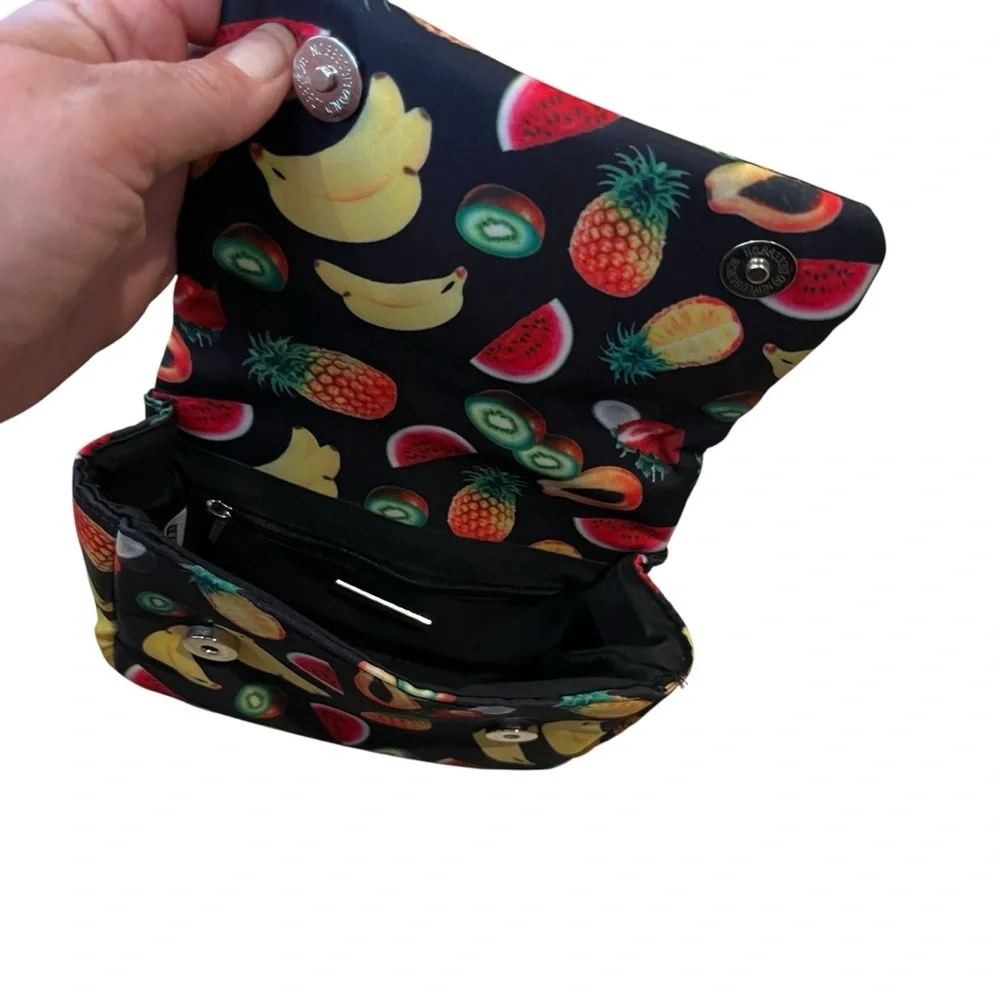 Tropical fruit purse bag banana pineapple watermelon papaya kiwi black 3 am